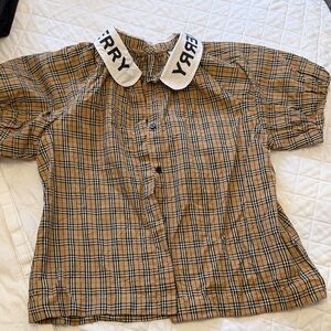 Burberry Kids Tan Plaid Button Down Shirt